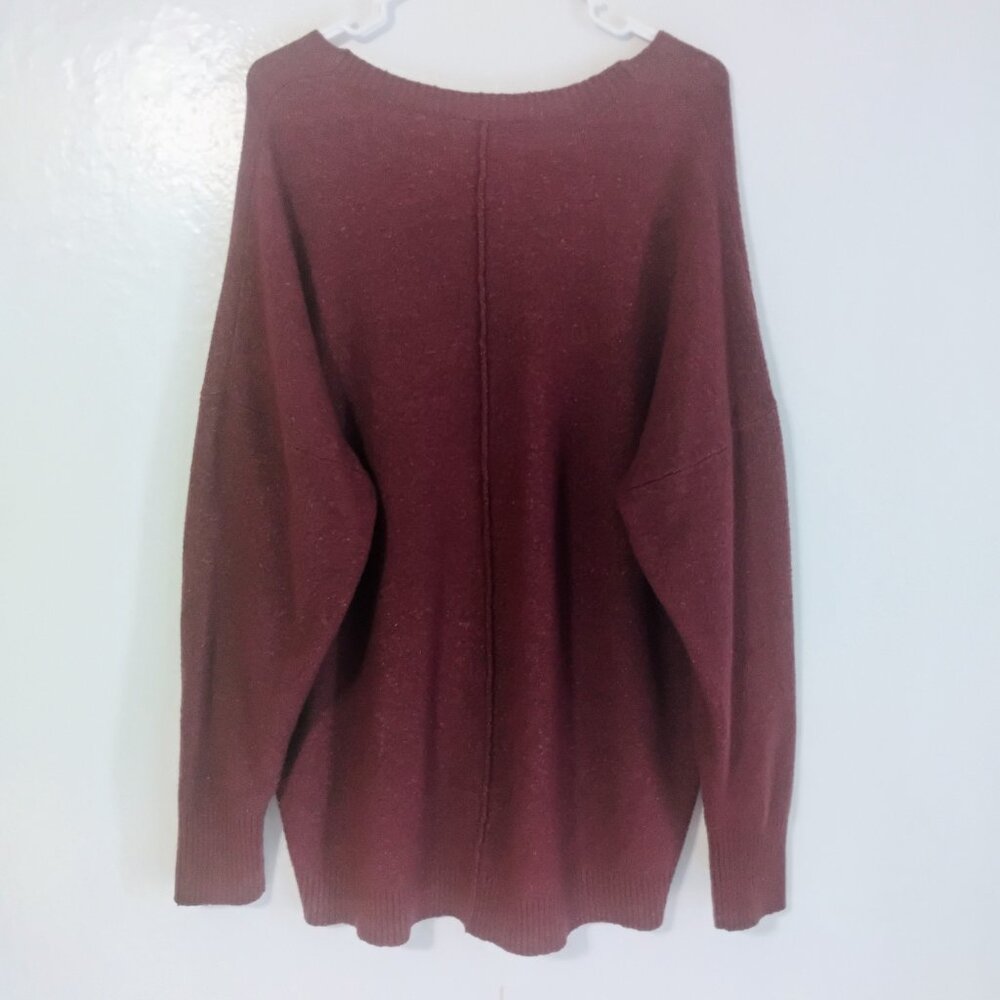 Express Burgundy V-Neck Sweater Size L Soft Knit - Picture 5 of 5